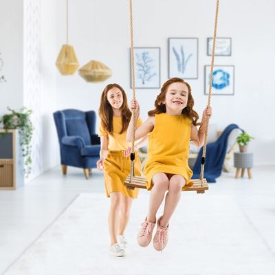 Customized Logo Acceptable Gym Swing Set for Children Adult Kids Wood Tree Swing Seat
