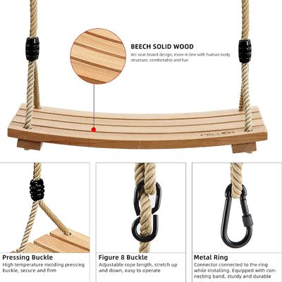 Customized Logo Acceptable Gym Swing Set for Children Adult Kids Wood Tree Swing Seat