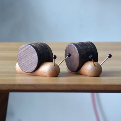 Black Walnut Coasters Creative Snail Design Wooden Insulation Cup Saucer Modern Style