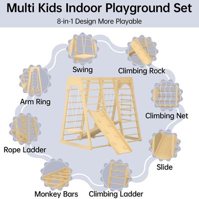 Toddlers Wooden Climbing Toys for Indoor Playground and Play Printing Laser Engrave