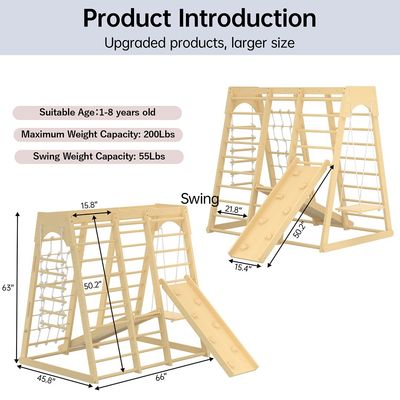 Toddlers Wooden Climbing Toys for Indoor Playground and Play Printing Laser Engrave