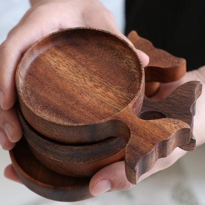 Minimalist Style Acacia Walnut Beech Wooden Coaster for Coffee Cup from Custom Design