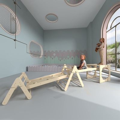 5 in 1 Triangle Climbing Toys Wooden Toddler Climbing Gym with Ramp and Slide