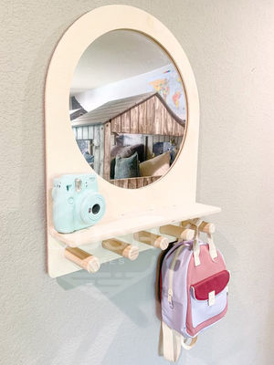 Montessori Shelf Toddler Mirror for Kids Entryway and Self Care in Hotel Home Bathroom