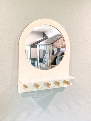 Montessori Shelf Toddler Mirror for Kids Entryway and Self Care in Hotel Home Bathroom