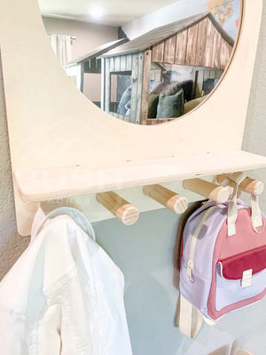 Montessori Shelf Toddler Mirror for Kids Entryway and Self Care in Hotel Home Bathroom