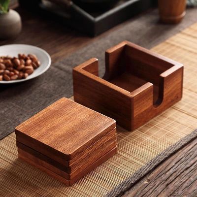 All-Season Square Shape Sapele Wooden Coaster for Drink Cup Tea Customized