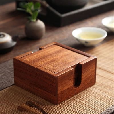 All-Season Square Shape Sapele Wooden Coaster for Drink Cup Tea Customized