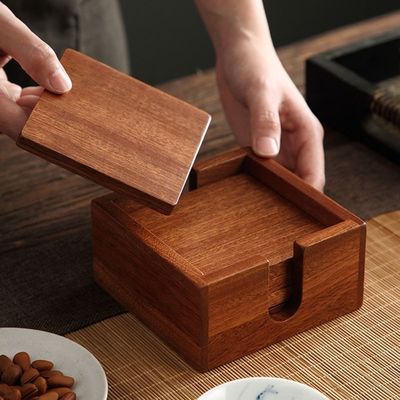 All-Season Square Shape Sapele Wooden Coaster for Drink Cup Tea Customized