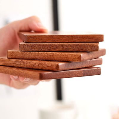 All-Season Square Shape Sapele Wooden Coaster for Drink Cup Tea Customized