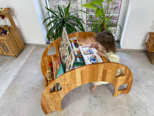 Christmas Gifts Eco-friendly Montessori Books Shelf for 202406 Kids Wooden Table Chair