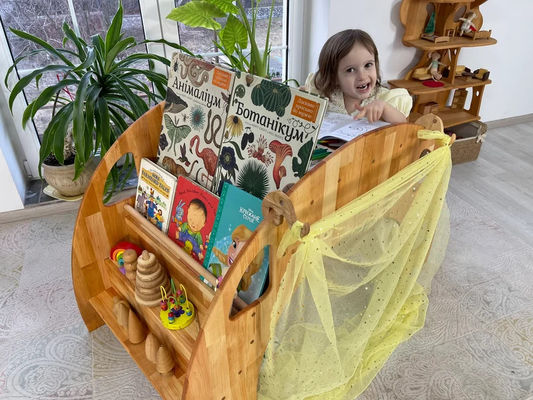 Christmas Gifts Eco-friendly Montessori Books Shelf for 202406 Kids Wooden Table Chair