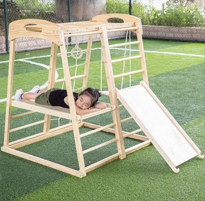 Children Gymnastics Wooden Climbing Frame Climbing Rocks Net Ladder Pull Up Bar Play Tent Indoor