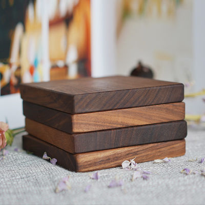 Custom Logo Acceptable Walnut Cherry Wood Coaster for Eco-Friendly Minimalist Design Style