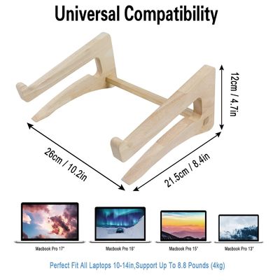 Wooden Laptop Stand for Desk 11-14 Inch Compatible Detachable Notebook Holder Mount