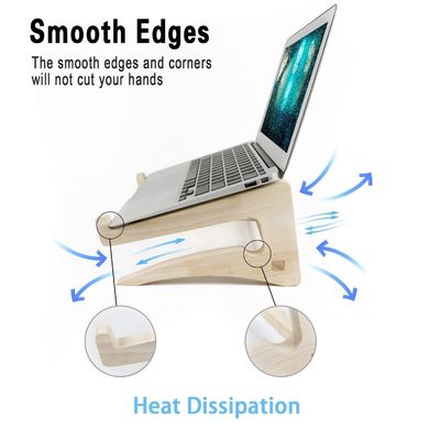 Wooden Laptop Stand for Desk 11-14 Inch Compatible Detachable Notebook Holder Mount