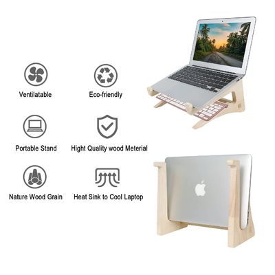 Wooden Laptop Stand for Desk 11-14 Inch Compatible Detachable Notebook Holder Mount