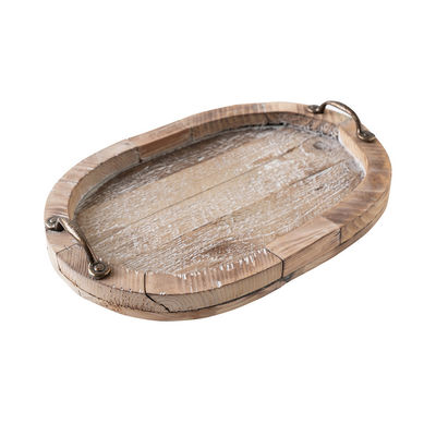 Metal Handled Wooden Serving Tray for Tea and Leisure Time Customizable