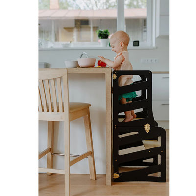 All-Season Foldable Kids Kitchen Tower Modern Design with 3in1 Helper Tower and Slide