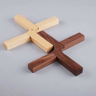 Wood Plain Color Beech Walnut Cross X Shape Varnished Pot Mat Coaster for Kitchenware