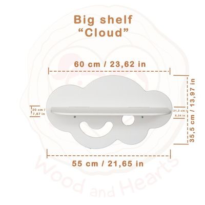 Home Appliance Kids Toy Storage Preppy Room Decor Cloud Shape Toddler Floating Shelves Burning