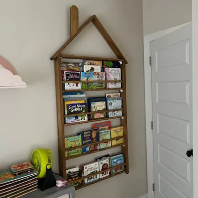 202406 Baby Bookcase Wooden Wall Montessori Solid Wood Nursery Wall Rack Custom Size