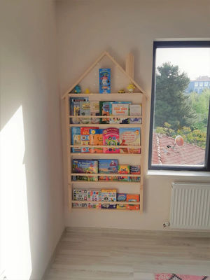 202406 Baby Bookcase Wooden Wall Montessori Solid Wood Nursery Wall Rack Custom Size