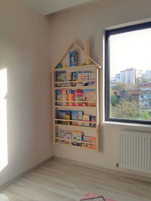 202406 Baby Bookcase Wooden Wall Montessori Solid Wood Nursery Wall Rack Custom Size
