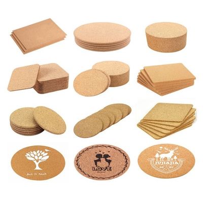 Table Decoration Accessories Must-Have Eco-Friendly Wood Cup Mat Custom Cork Coasters