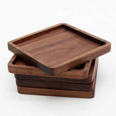 Creative Wooden Coaster Set Black Walnut Square Solid Wood Tea Cup Mat