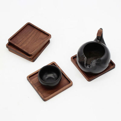 Creative Wooden Coaster Set Black Walnut Square Solid Wood Tea Cup Mat