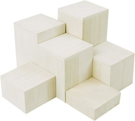 Wooden Display Stand for Jewelry and Accessories 6 Pcs Square Risers in Burned Print
