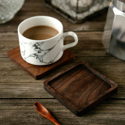Creative Wooden Coaster Set Black Walnut Square Solid Wood Tea Cup Mat