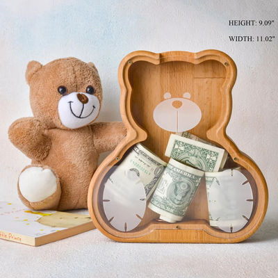 202407 First Birthday Easter Gift Animal Coin Bank for Boys Varnished and Handmade
