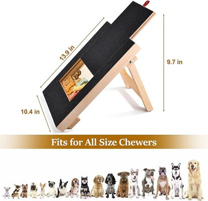 Varnished Wooden Dog Scratch Pad with Removable Cover and Treat Box for Nail Trimming