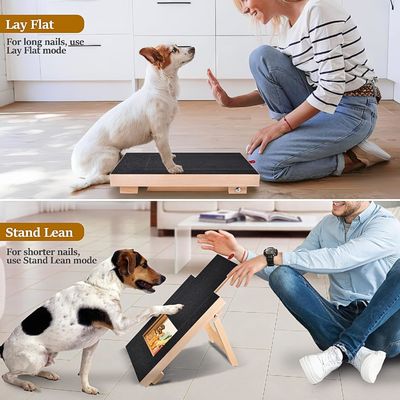 Varnished Wooden Dog Scratch Pad with Removable Cover and Treat Box for Nail Trimming