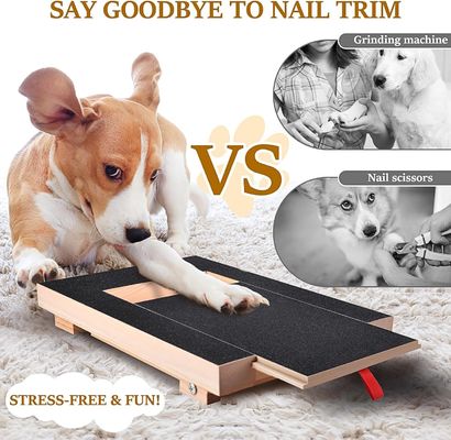 Varnished Wooden Dog Scratch Pad with Removable Cover and Treat Box for Nail Trimming