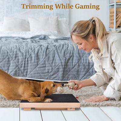 Varnished Wooden Dog Scratch Pad with Removable Cover and Treat Box for Nail Trimming