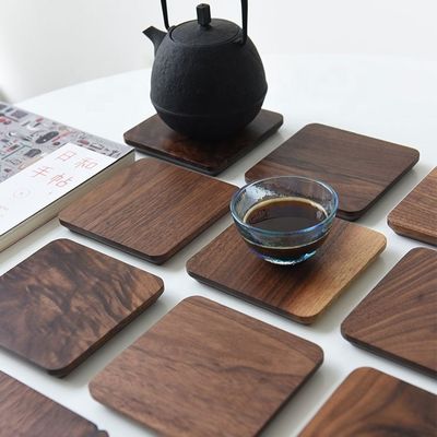 10x10x1.2cm Japanese Style Black Walnut Wood Coasters for Teapot and Cup Custom Made
