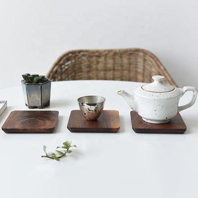 10x10x1.2cm Japanese Style Black Walnut Wood Coasters for Teapot and Cup Custom Made