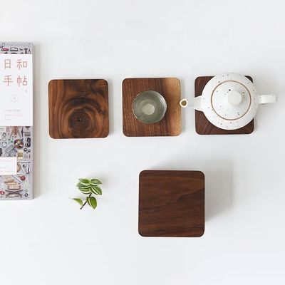 10x10x1.2cm Japanese Style Black Walnut Wood Coasters for Teapot and Cup Custom Made