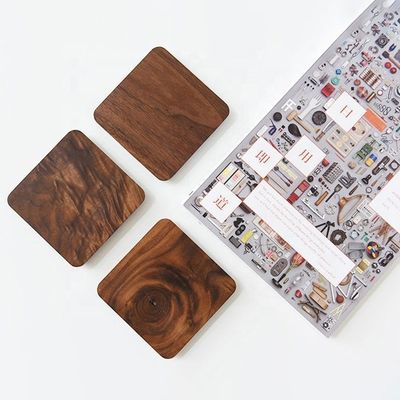10x10x1.2cm Japanese Style Black Walnut Wood Coasters for Teapot and Cup Custom Made