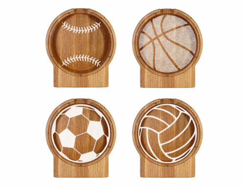 Customized Logo Wooden Piggy Bank Kids Saving Money Sports Baseball Theme Plain Color