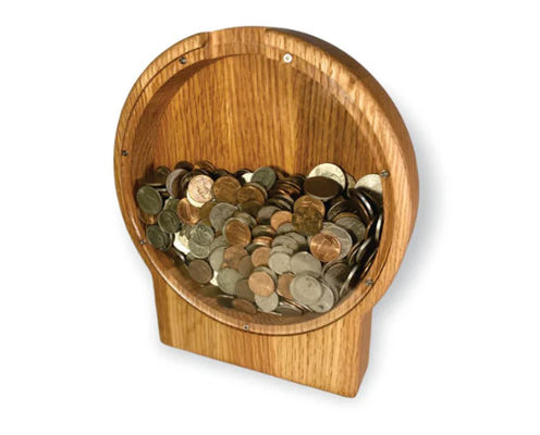 Customized Logo Wooden Piggy Bank Kids Saving Money Sports Baseball Theme Plain Color