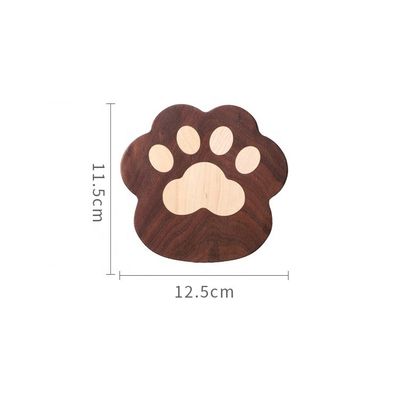 Fashion Cat Claw Shape Walnut Cup Mat Coasters 11.5x12.5x1.2cm for Customized Logo