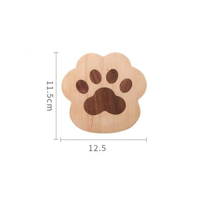 Fashion Cat Claw Shape Walnut Cup Mat Coasters 11.5x12.5x1.2cm for Customized Logo