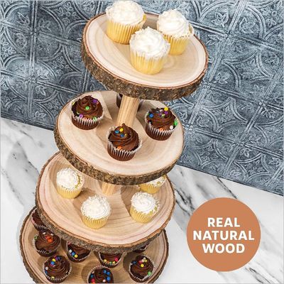 Sustainable 4 Tier Wooden Dessert Tower for Wedding Cake Display-Free Sample Charge