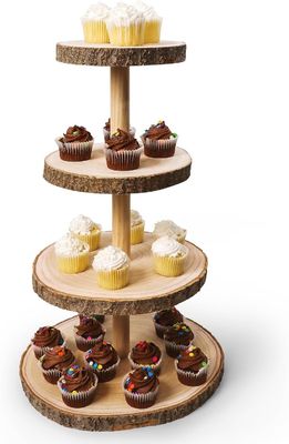 Sustainable 4 Tier Wooden Dessert Tower for Wedding Cake Display-Free Sample Charge