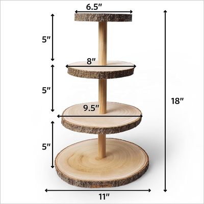 Sustainable 4 Tier Wooden Dessert Tower for Wedding Cake Display-Free Sample Charge