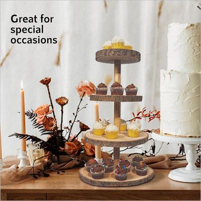 Sustainable 4 Tier Wooden Dessert Tower for Wedding Cake Display-Free Sample Charge